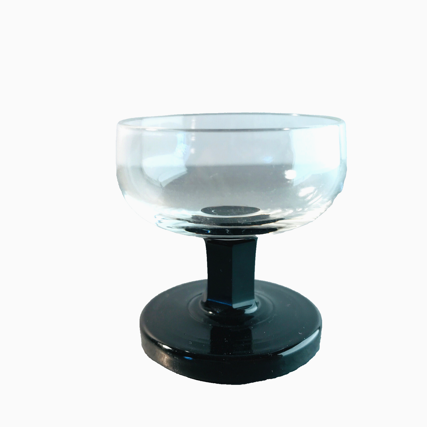Vintage 5,5 cm Likörglas Glas Schnapsglas schwarzer Fuß MID CENTURY