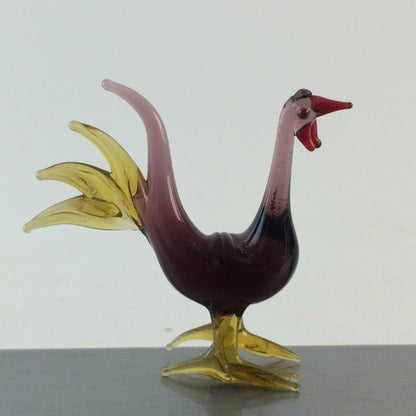 Vogel lila H 4 cm Glas 50er 60er Lauscher Vintage MID CENTURY 