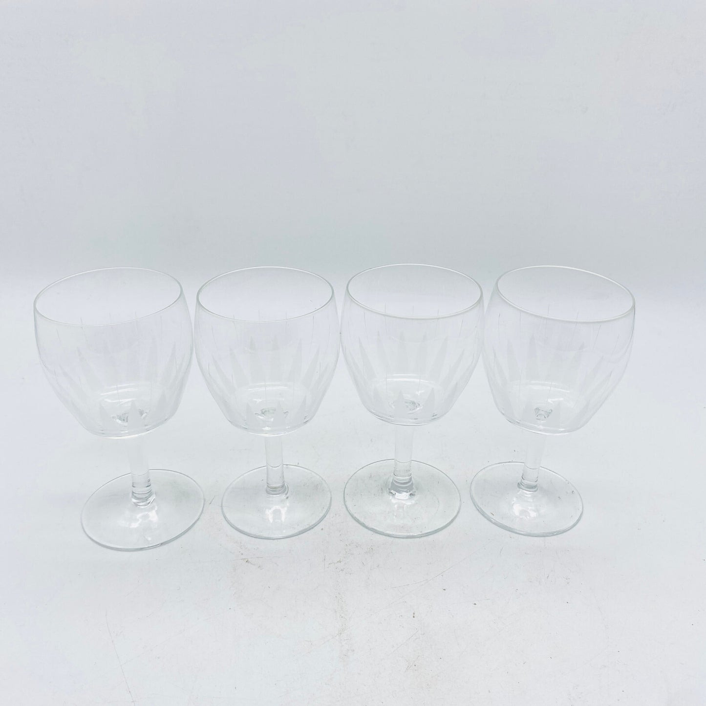 Weingläser H 12 cm Dekoratio satiniert beschliffen 60er 70er Vintage Gläser Glas