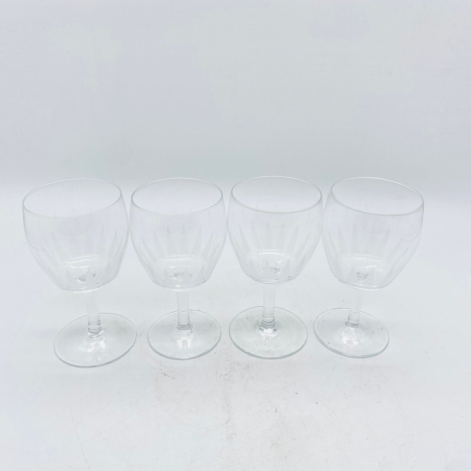 Weingläser H 12 cm Dekoratio satiniert beschliffen 60er 70er Vintage Gläser Glas