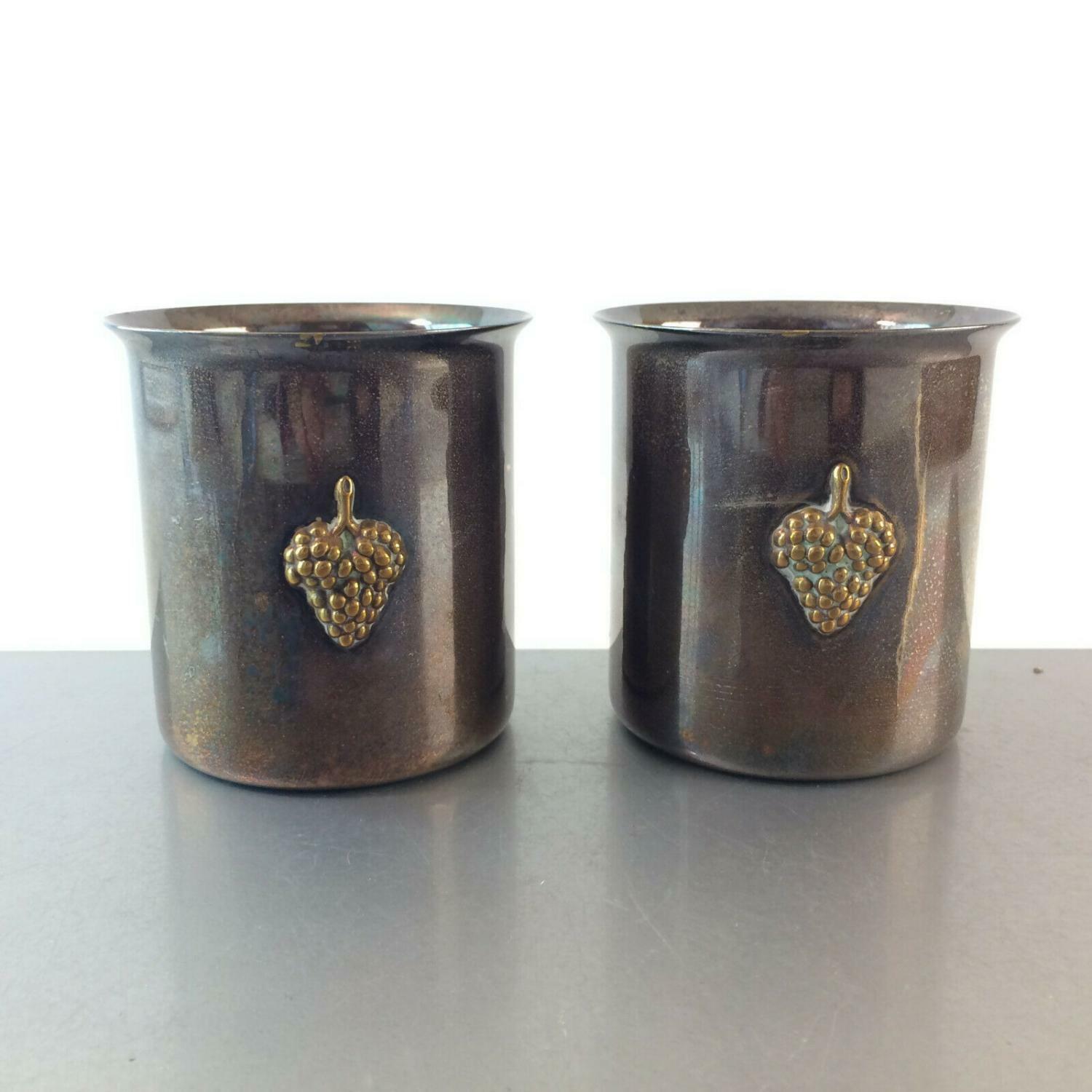 cenacchi Vasen Becher Set  50er 60er 9 cm Italy versilbert