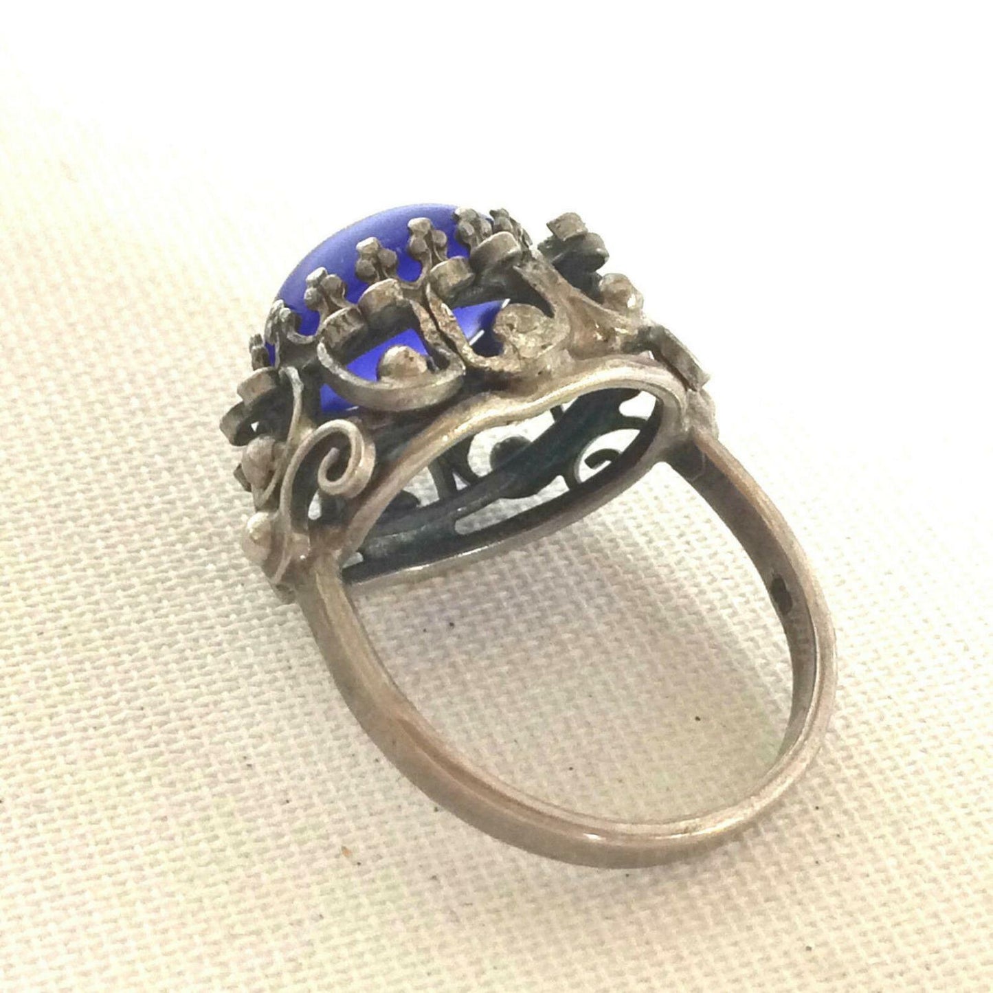 Silberring RING blau Stein Edelstein punziert 800 Silber & Meistermarke