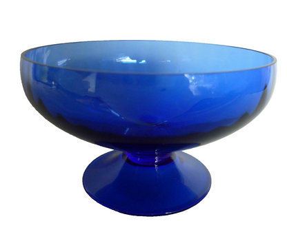 Blau GLASCHALE Anrichte Konfektschale 60er Glas MID CENTURY Facetten