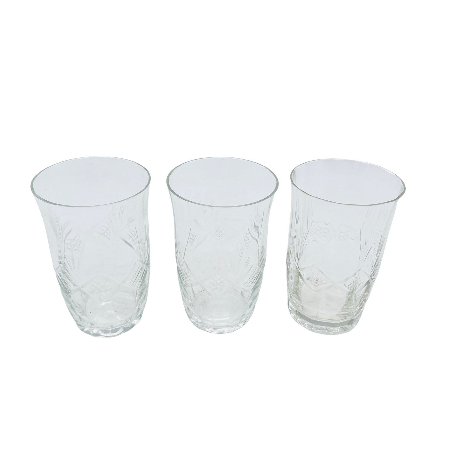 Wassergläser 910,3cm - 3 er Set - beschliffen Schliff Rauten 70er 60er Gläser