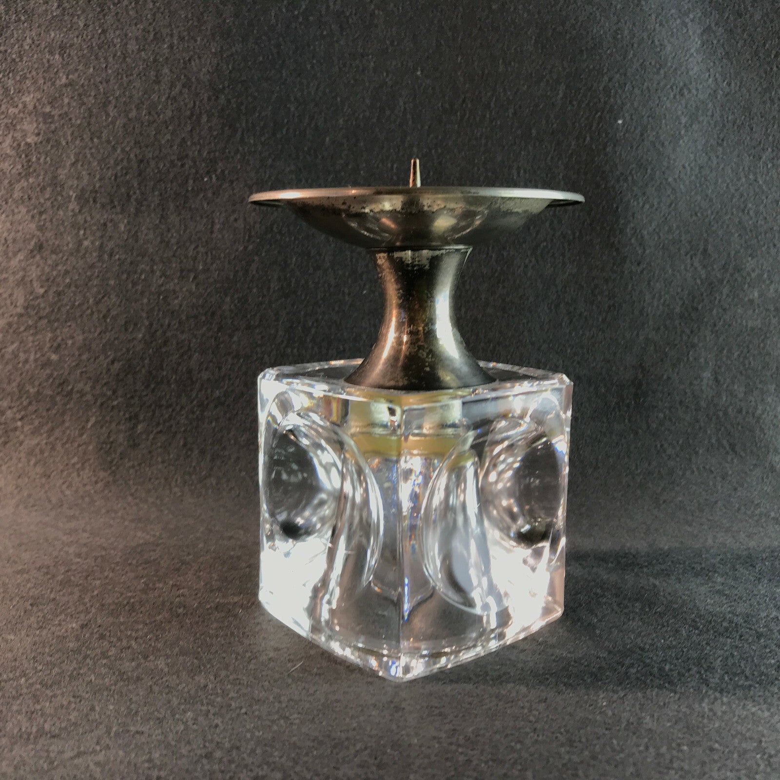 MID CENTURY versilbert Kerzenhalter Kerzenständer 50er Vintage Glas