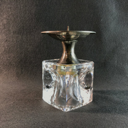 MID CENTURY versilbert Kerzenhalter Kerzenständer 50er Vintage Glas