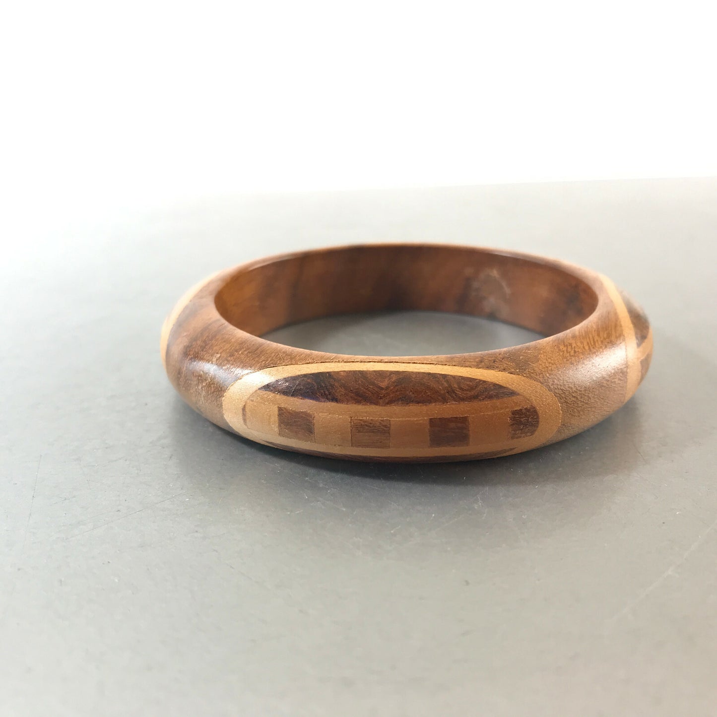 ARMREIF Holz mit innen 6,5 cm Vintage Intarsien Holzring Armring