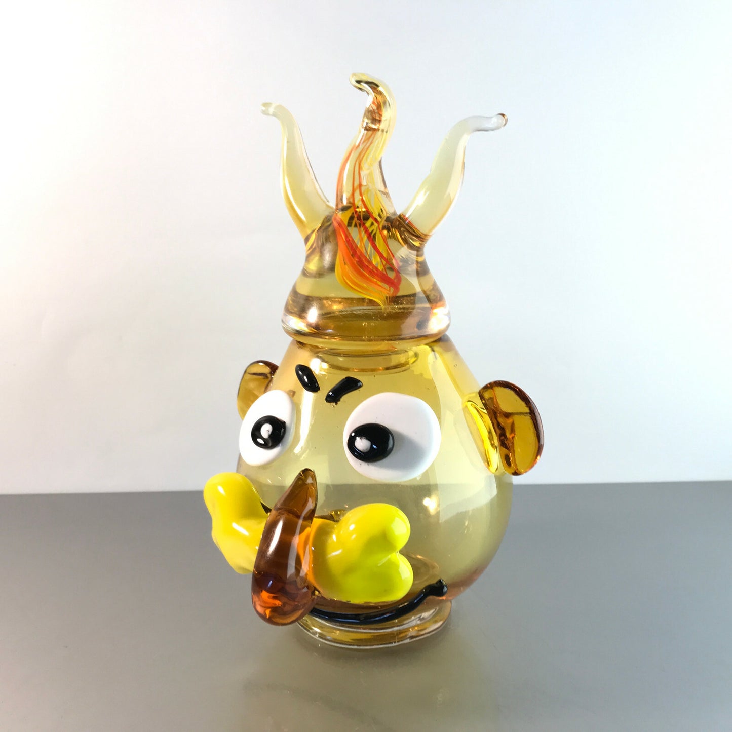 Murano Arte Bonboniere Glasdose Clown Harlekin Dose Deckeldose 60er 70er