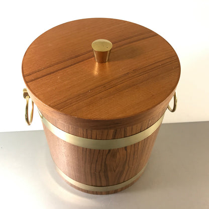 Eiseimer 50er 60er HOLZ Teak Alu MID CENTURY Funier 23 cm Eiswürfeleimer