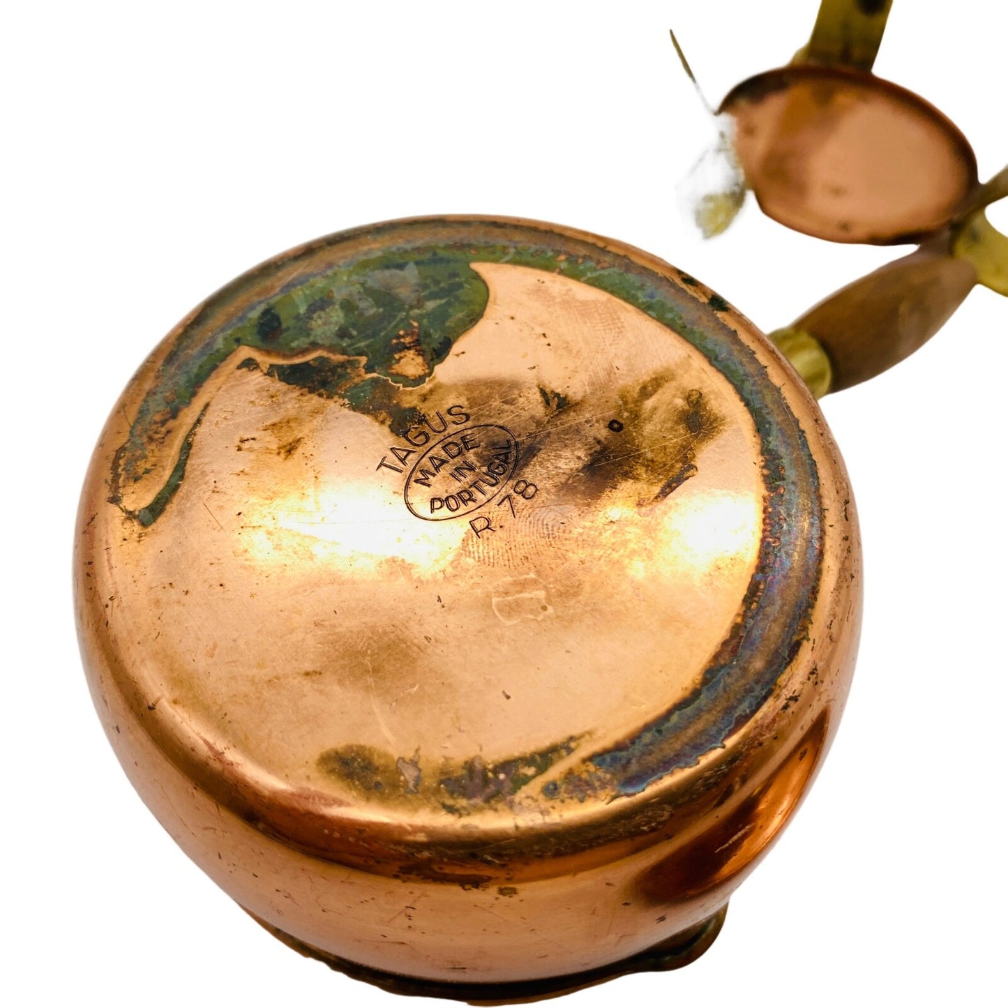 Stövchen Stieltopf Kupfer Hammerschlag 50er MID CENTURY Rechaude Buttertöpfchen