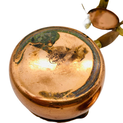 Stövchen Stieltopf Kupfer Hammerschlag 50er MID CENTURY Rechaude Buttertöpfchen