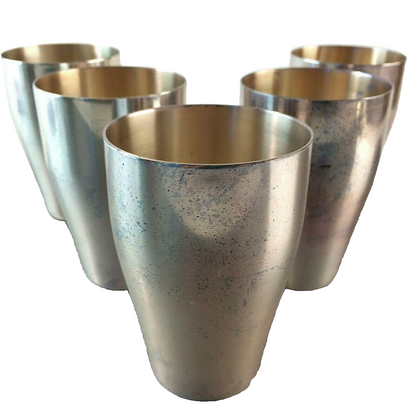 Becher versilbert 5er Set 10 cm 60er 50er Trinkbecher Silber