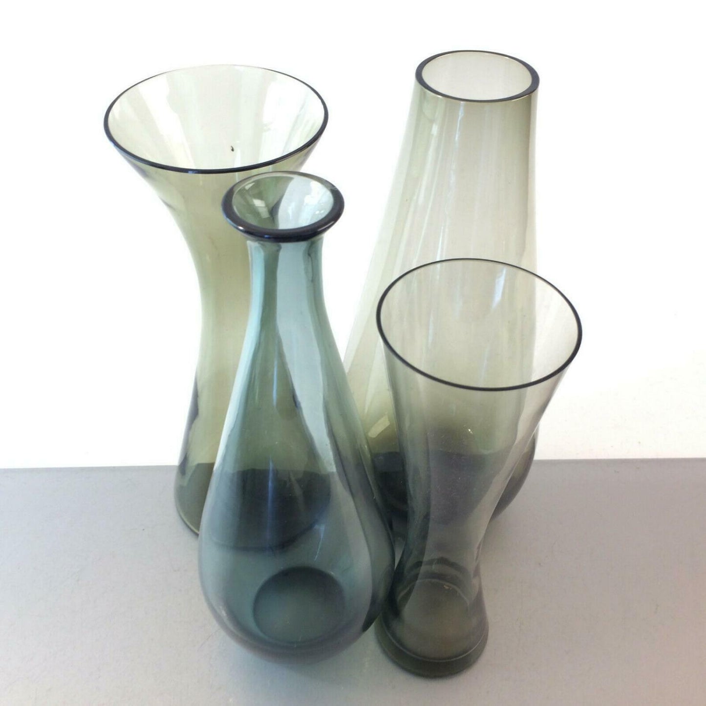 RAUCHGLAS 50er 60er MID CENTURY 21cm Vase Turmalin grün Vasen Konvolut