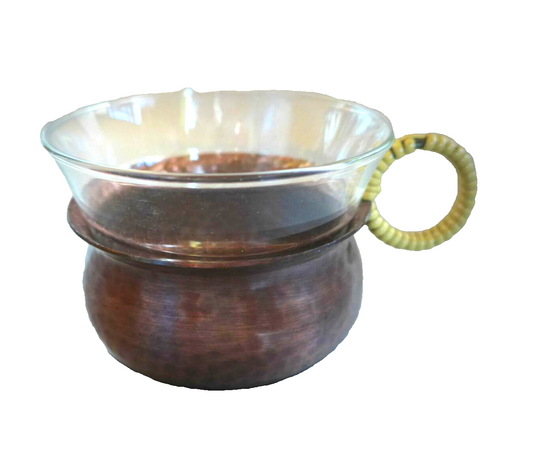 5 x ZINT Teeglas Kupfer Hammerschlag SCHOTT Mainz Glas 50er MID CENTURY