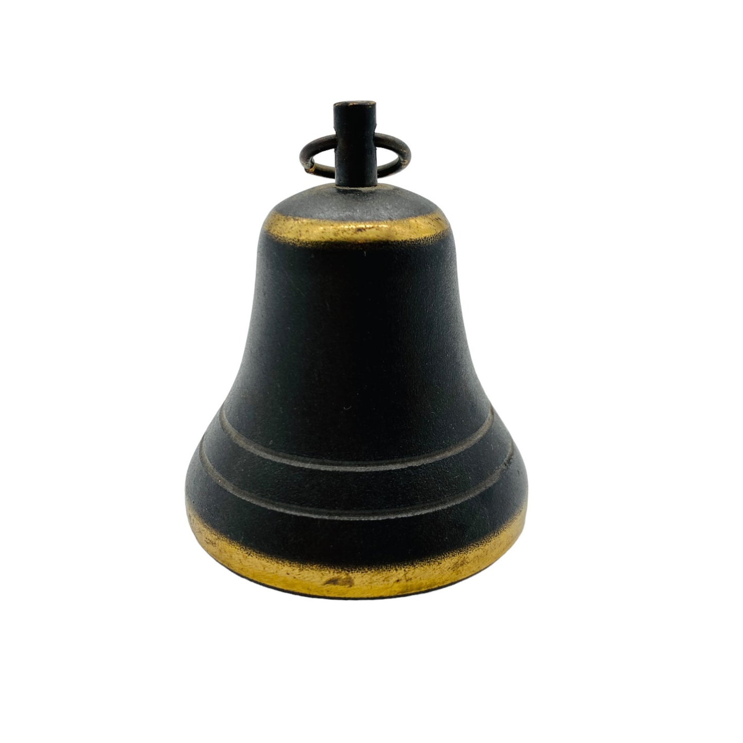 Klingel 60er 70er D 5,5 cm Messing Rezeption Glocke Tischglocke schwarz gold
