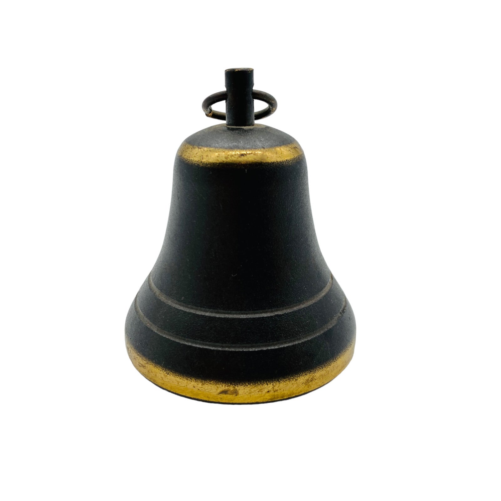 Klingel 60er 70er D 5,5 cm Messing Rezeption Glocke Tischglocke schwarz gold