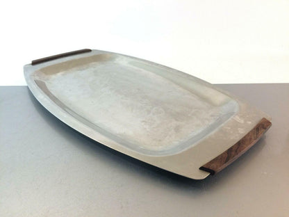 SPRING Swiss Schale Anrichte Platte Servierplatte Holz Edelstahl 47,5 cm