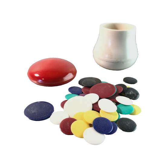 PILZ Spiel mit Kunststoff Scheiben Spielsteinen Vintage rot 6,5 cm