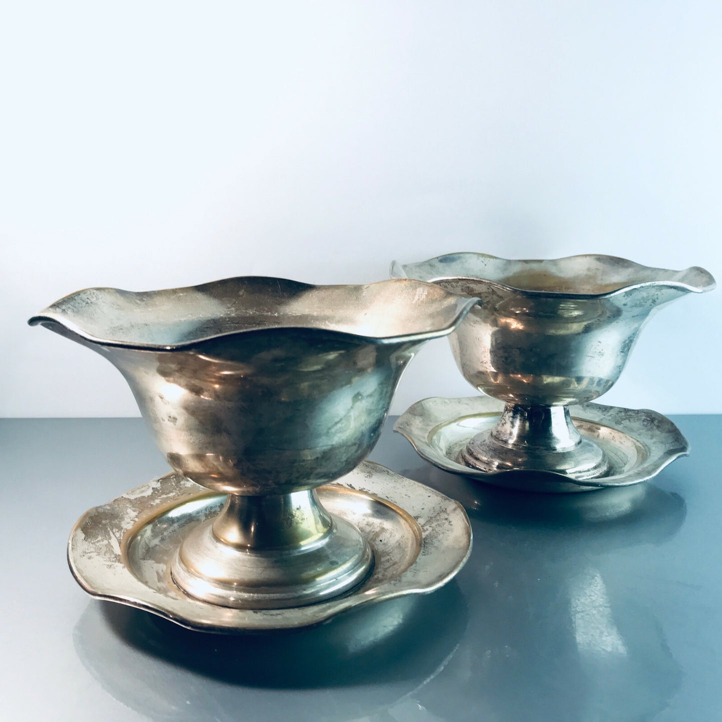 Schalen Set versilbert Vintage MID CENTURY 40er 50er Übertopf Schüssel