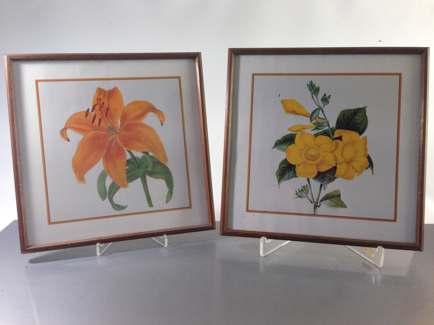 Gelbe Blumen Lilie Bild gerahmt 28 x 28 cm Bilderrahmen Holz