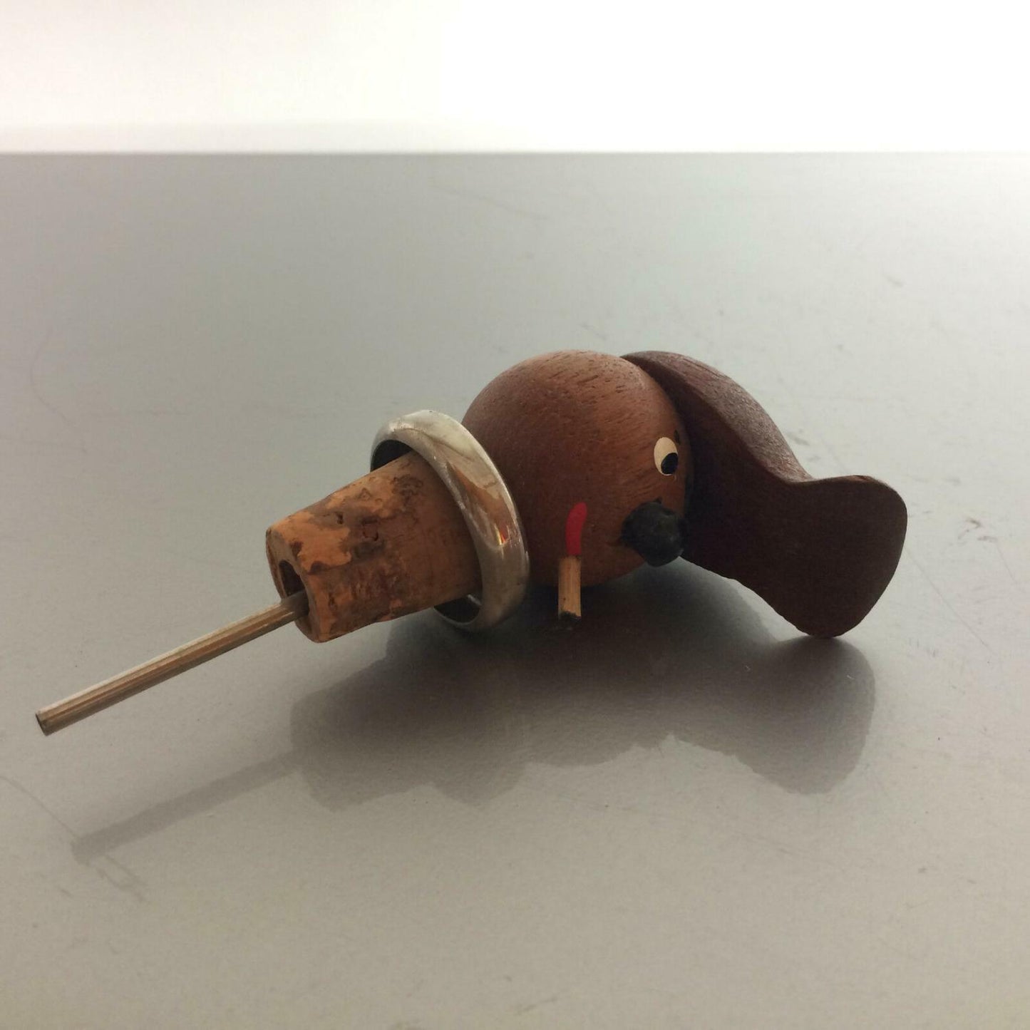 Ausgießer Dosierer Schnaps 50er 60er MID CENTURY Holz mit Deckel & Kork