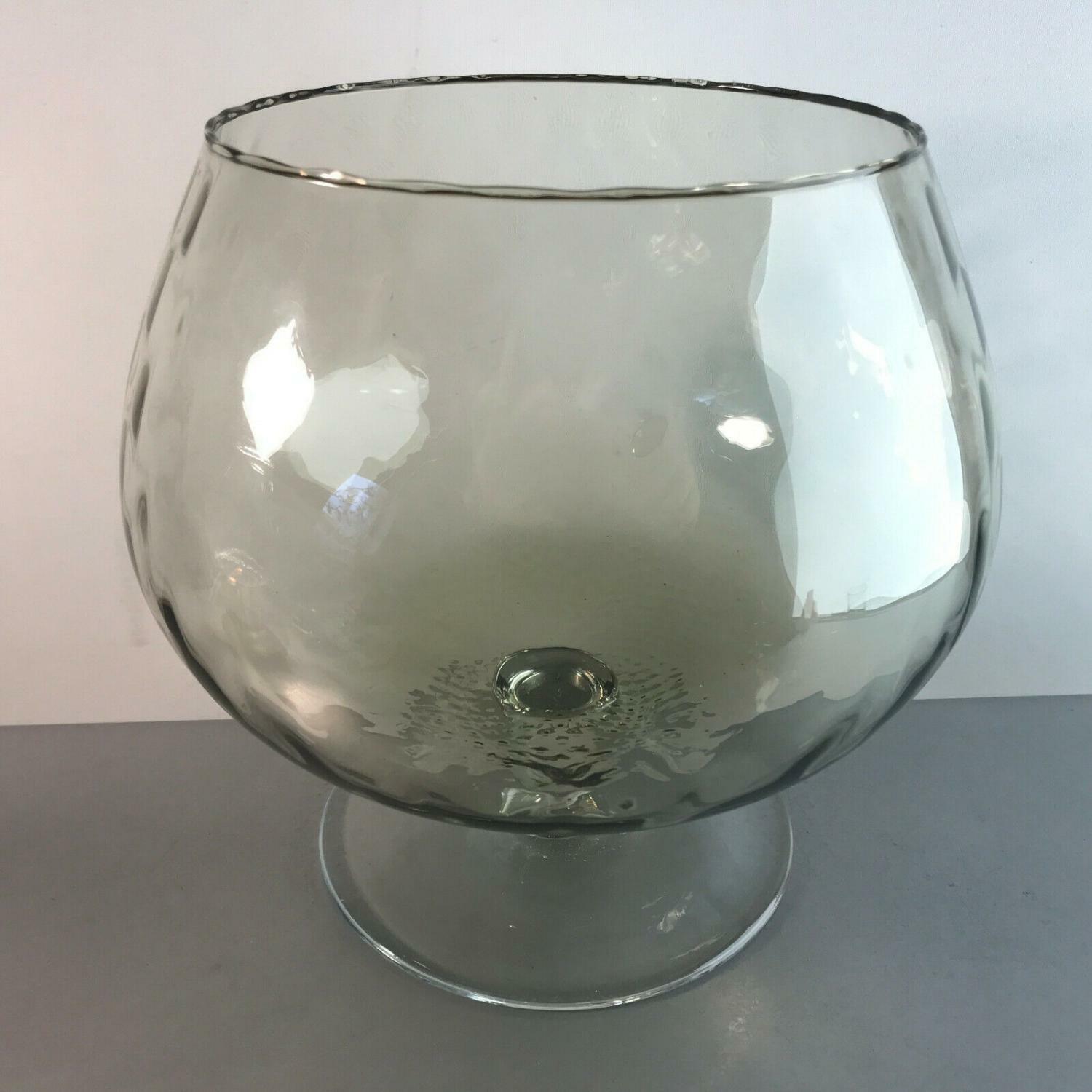 Vase Rauchglas braun Bowle Pokal GLAS Glasvase 50er 60er 21 cm