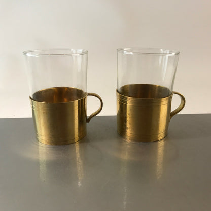 Teegläser 2er Set Messing Teetassen Teegläser 9,4 cm SCHOTT Mainz 