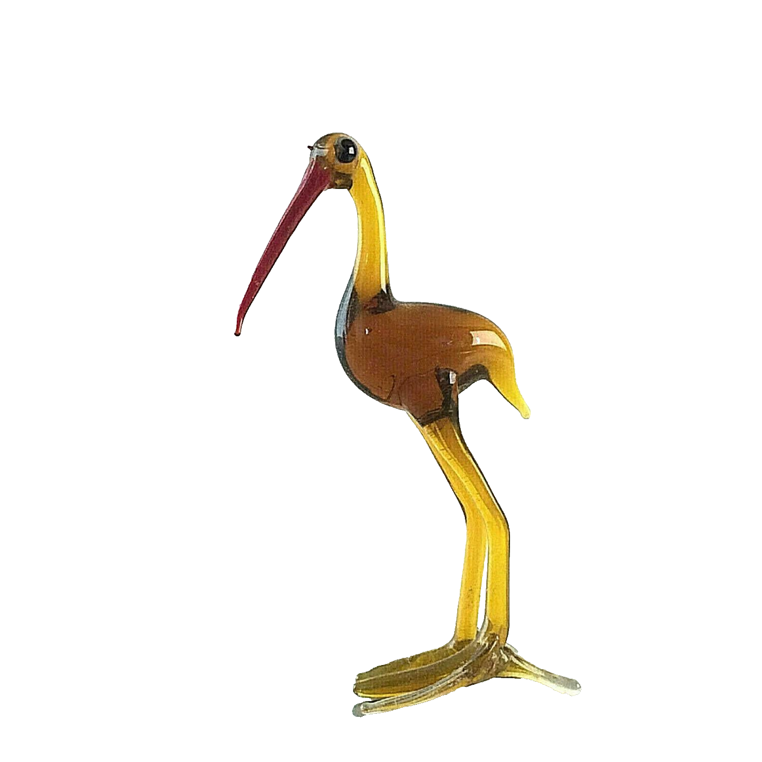 Storch Vogel braun H 6 cm Glas 50er 60er Lauscher Vintage MID CENTURY 