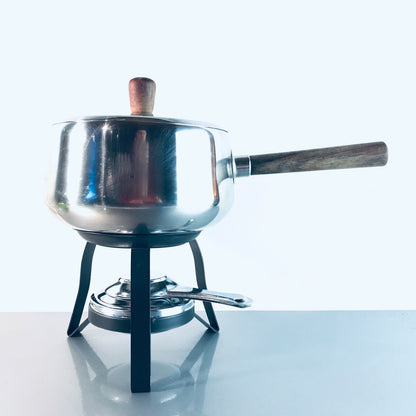 BERAM Fondue Topf Fonduetopf Stövchen Rechaud Brenner Edelstahl Vintage