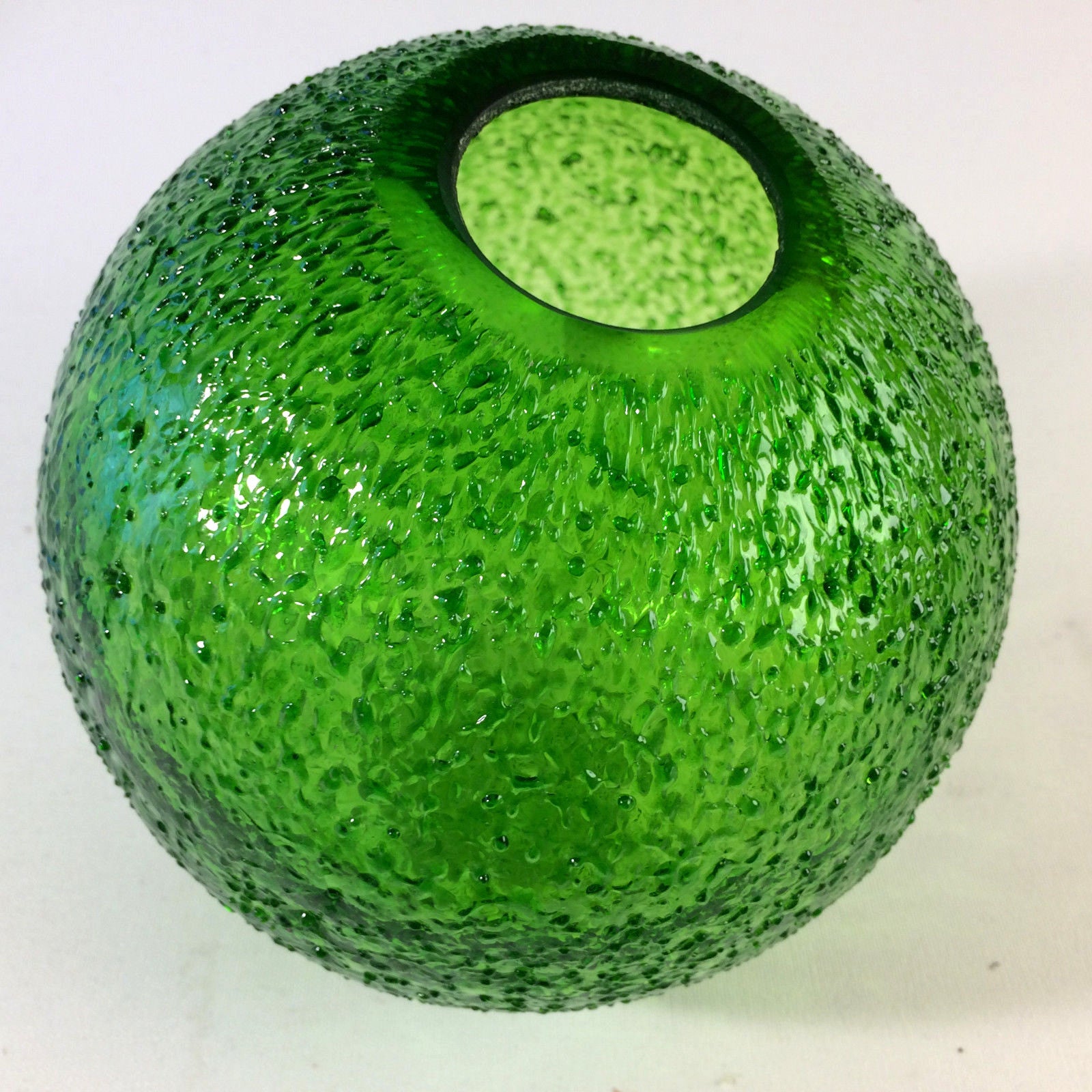 Vase 16 cm 50er 60er MID CENTURY Vase Glas grün Kugelvase schiefe Öffnung