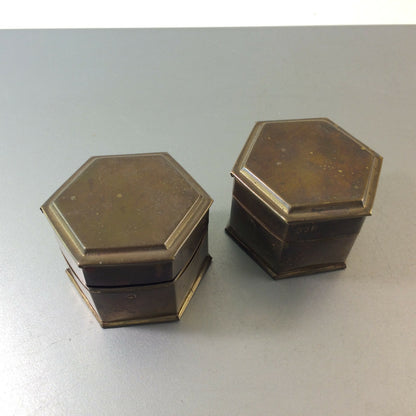 Deckeldose Dose Messing Vintage 2er Set 6 eckig  60er 50er