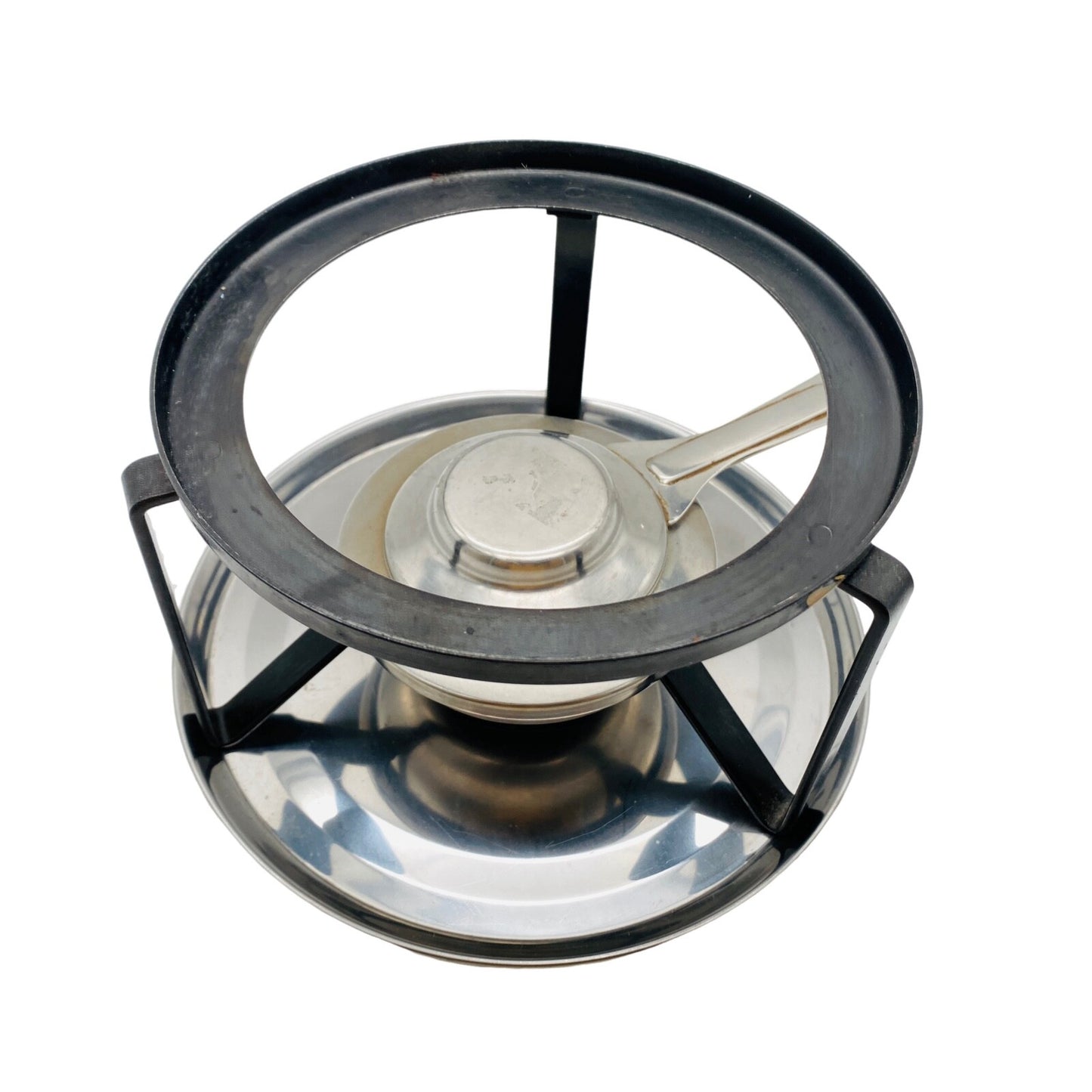 Stövchen oben D 15,2 cm Brenner Eisen Flüssigbrennstoff Rechaud FONDUE schwarz