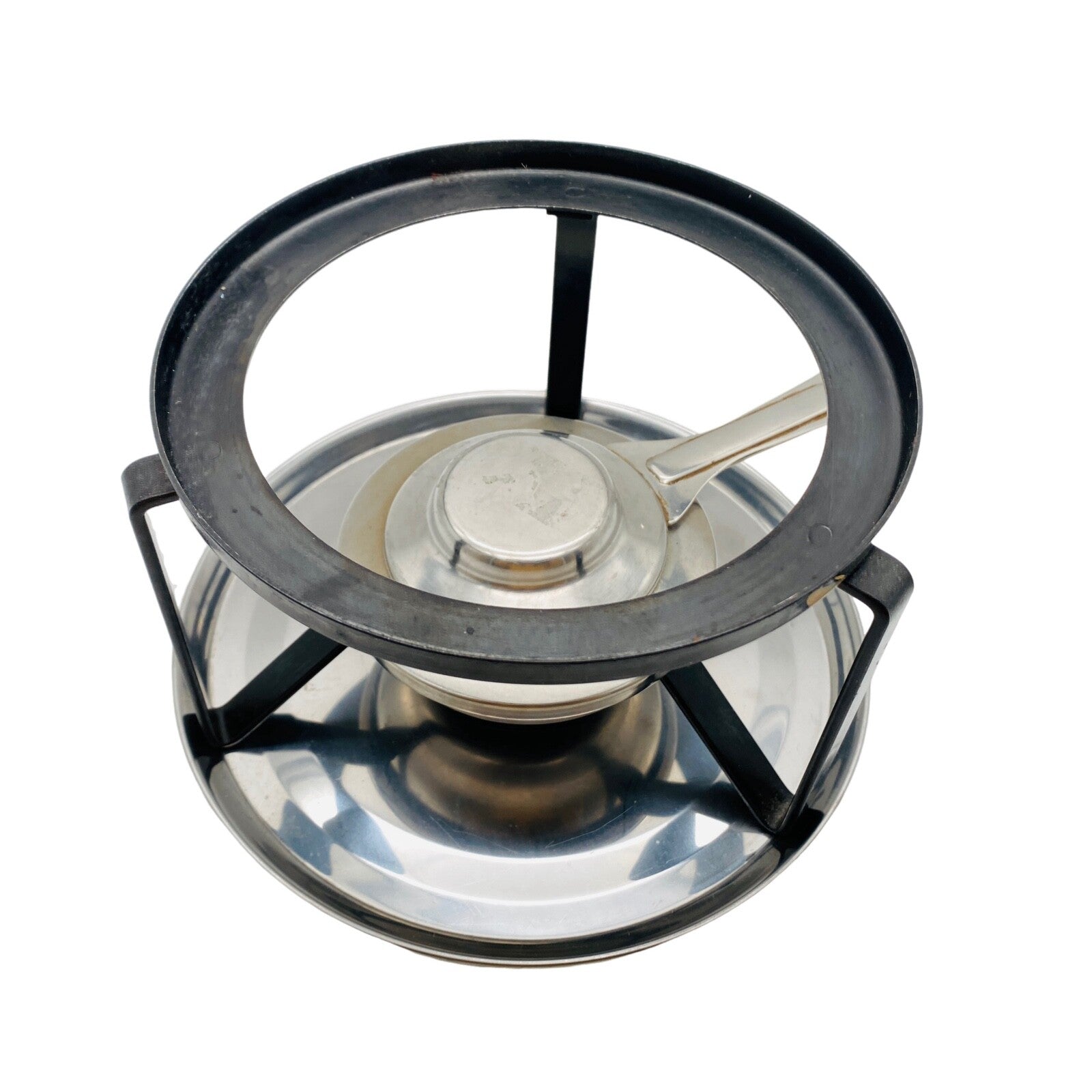 Stövchen oben D 15,2 cm Brenner Eisen Flüssigbrennstoff Rechaud FONDUE schwarz