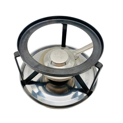 Stövchen oben D 15,2 cm Brenner Eisen Flüssigbrennstoff Rechaud FONDUE schwarz