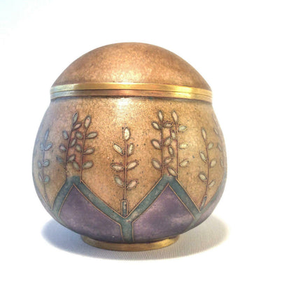 Käthe RUCKENBROD Deckeldose Dose Emaille 50er 60er Stegemaille Email 