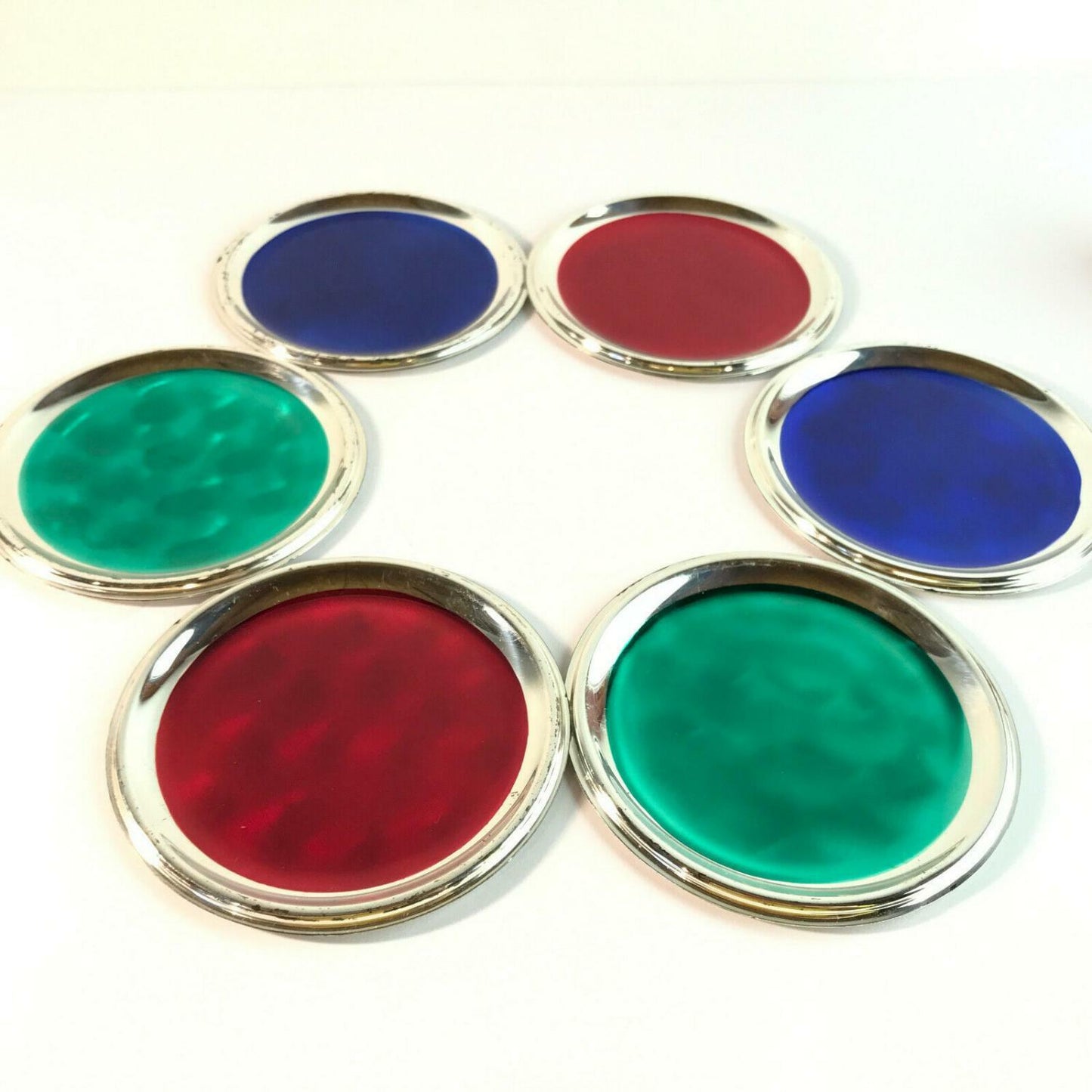 Vintage versilbert 6 er Set 10,5 cm 60er 50er Silber Untersetzer Teller