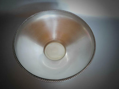 Platte Schale  50er 60er Tablett versilbert mit Ornamentband D 19 cm