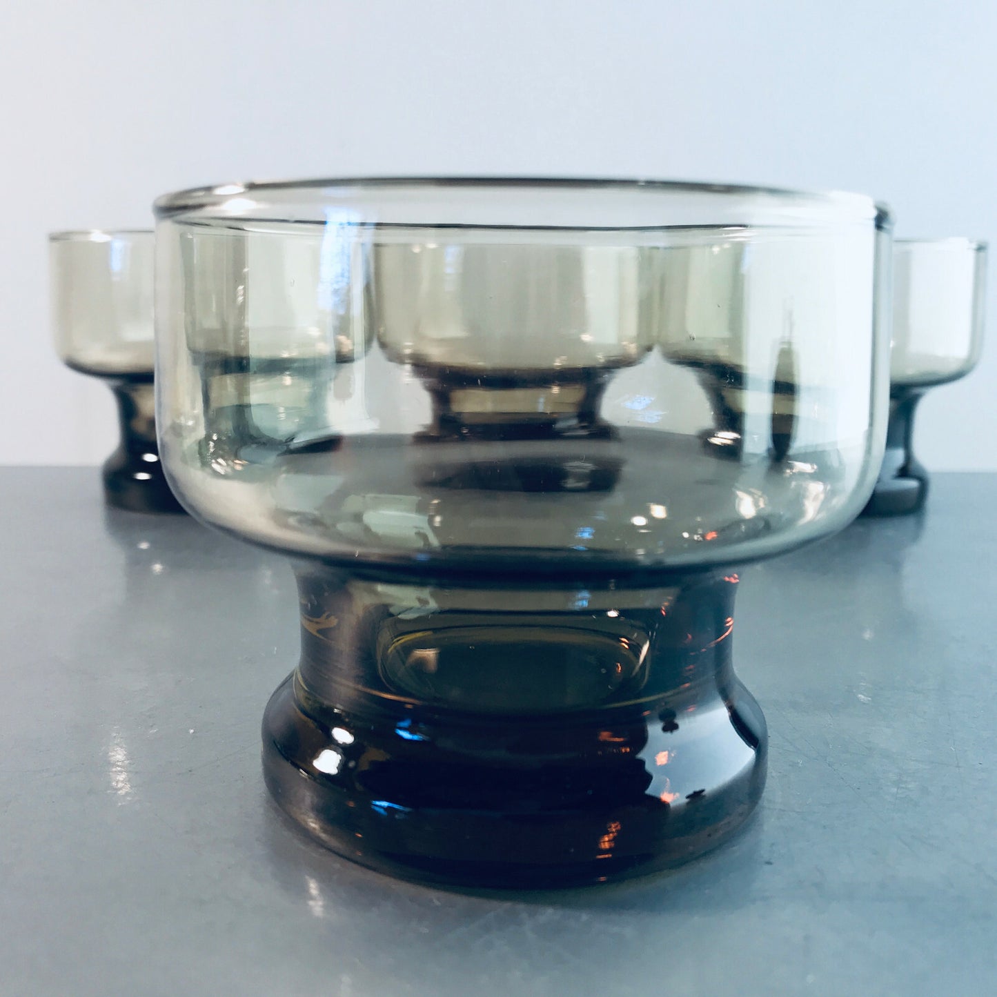 Vintage RAUCHGLAS 7,5 cm Wassergläser 4 er Set Gläser Trinkgläser Glas 