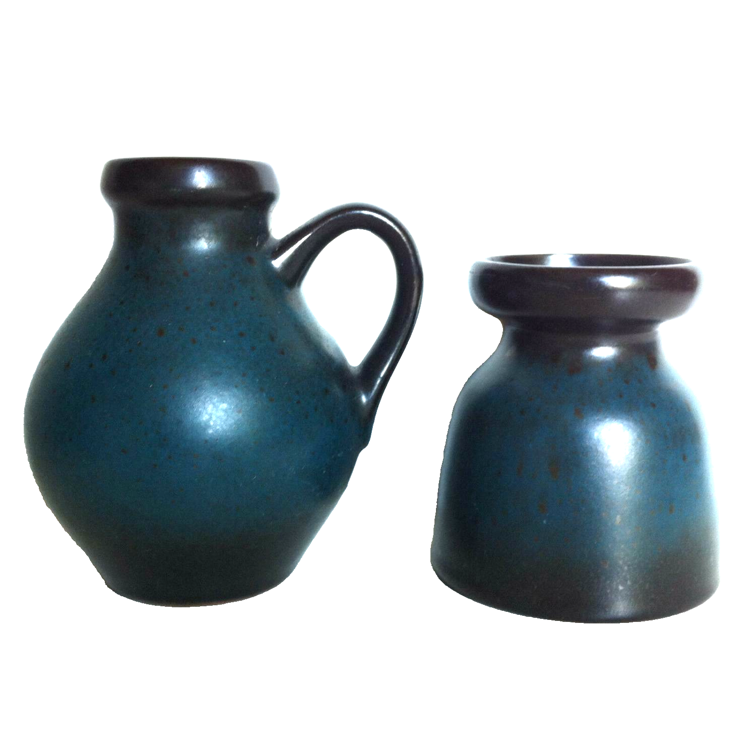 BÜCKEBURG Keramik Vasen blau Väschen H 7,5 / 9,5 cm 60er gelabelt Vase