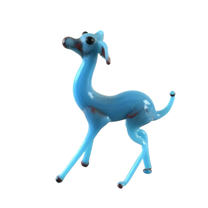 Hund blau H 3,8 cm Glas 50er 60er Lauscher Vintage MID CENTURY 