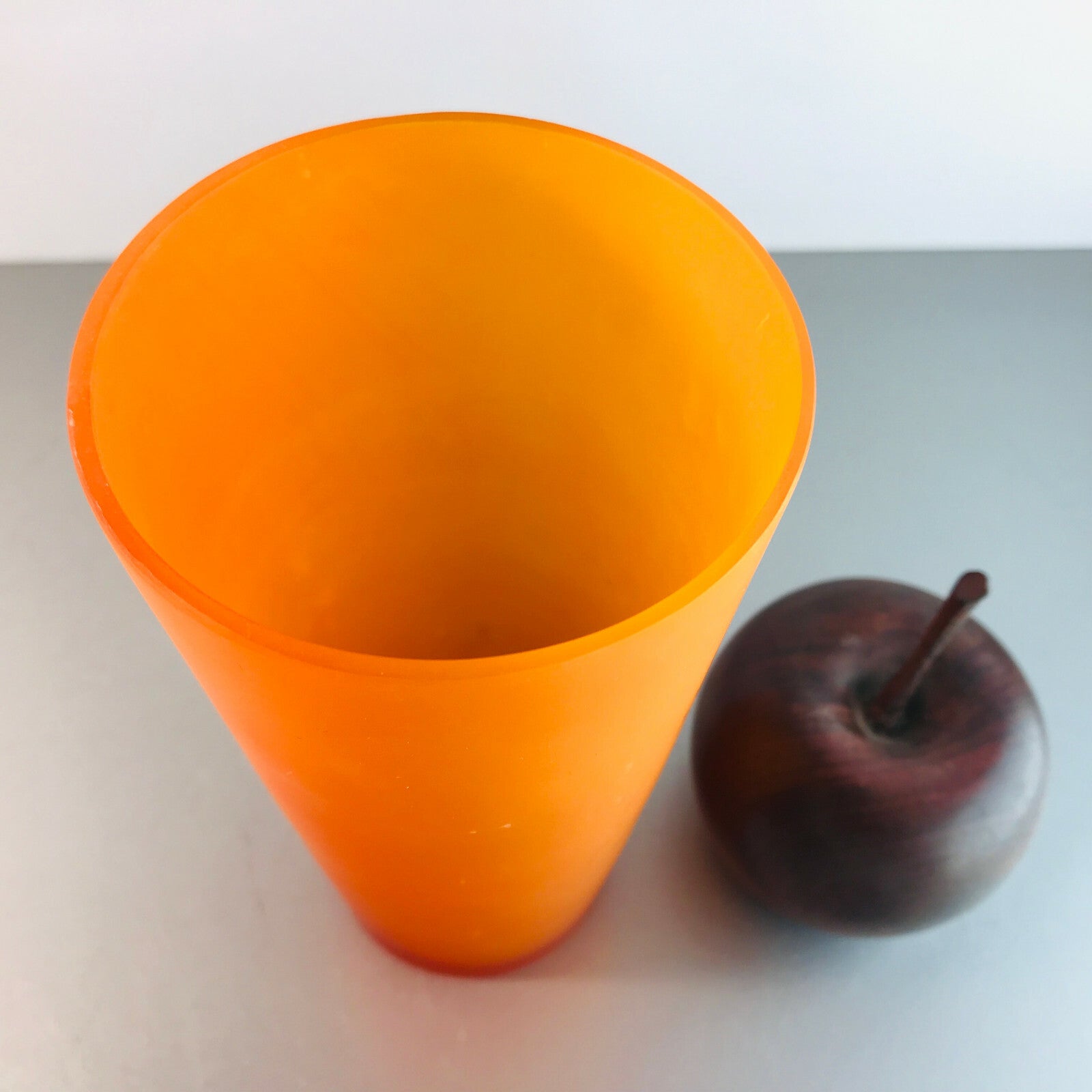 Glas orange Satinato Vase 16,5 cm Vintage 60er MID CENTURY