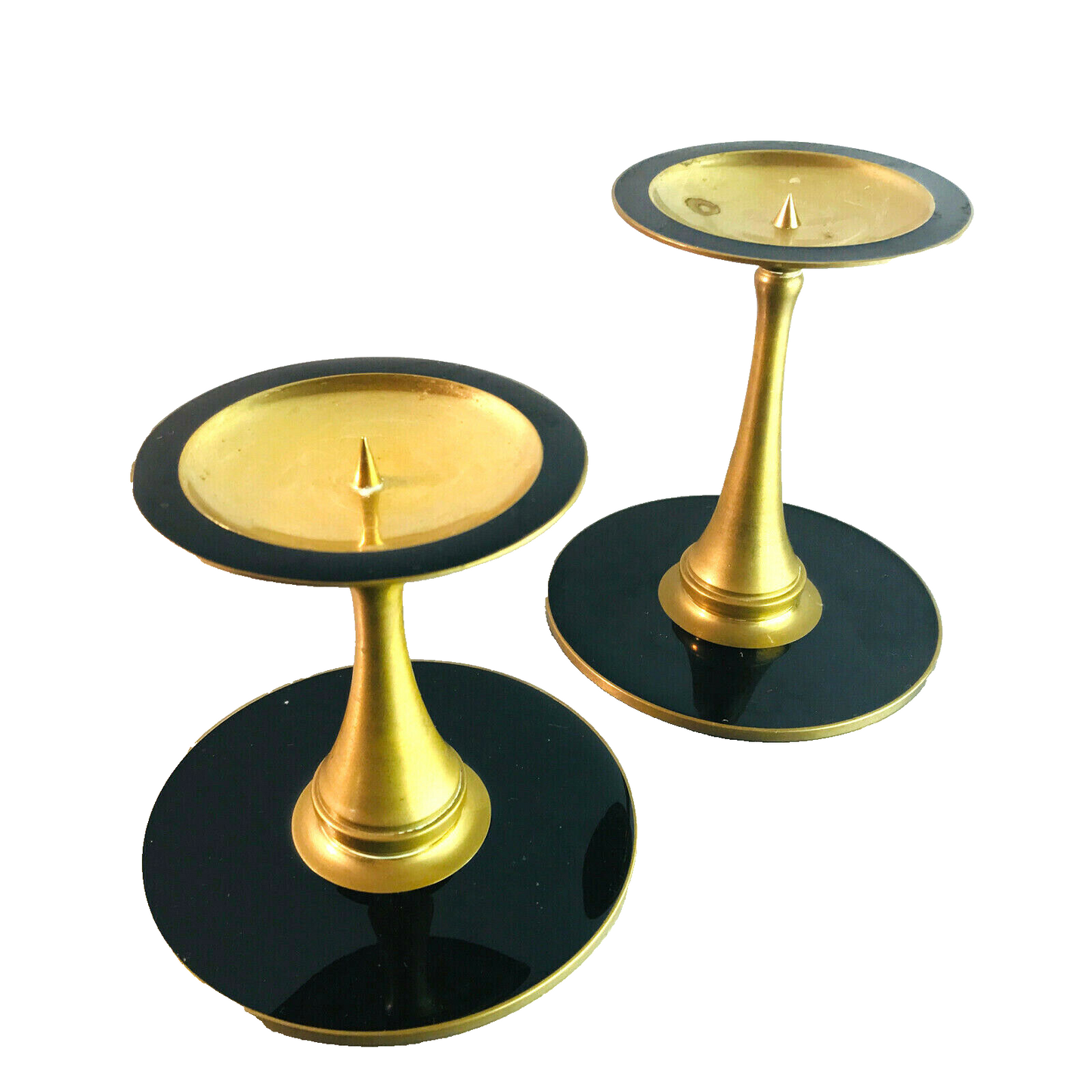 Kerzenhalter MESSING Kerzenständer 60er 50er Stumpenkerzen D 7,7 cm  Set