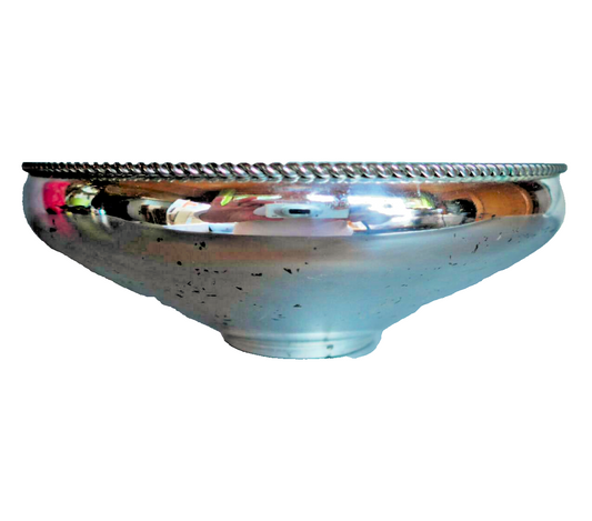 Platte Schale  50er 60er Tablett versilbert mit Ornamentband D 19 cm