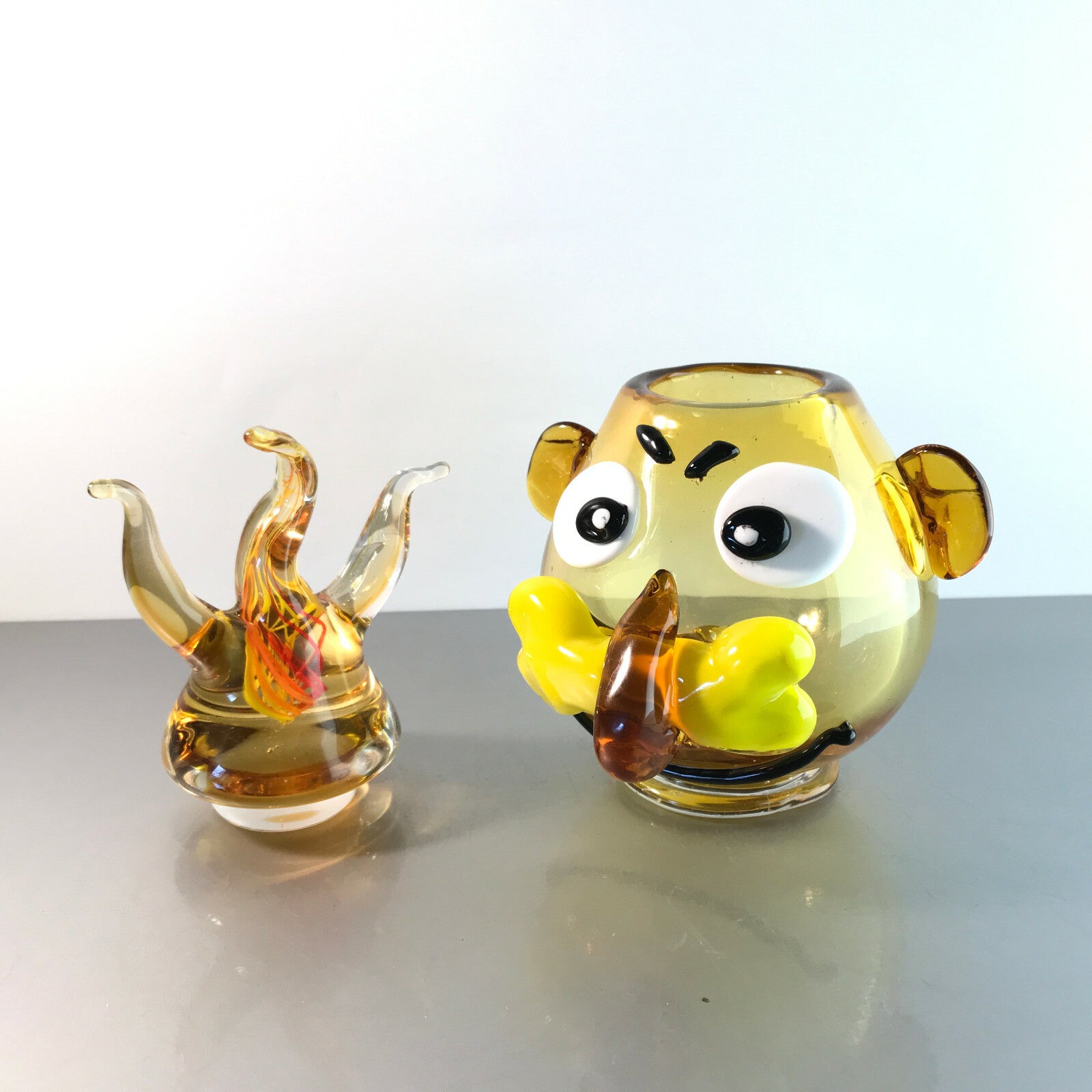 Murano Arte Bonboniere Glasdose Clown Harlekin Dose Deckeldose 60er 70er