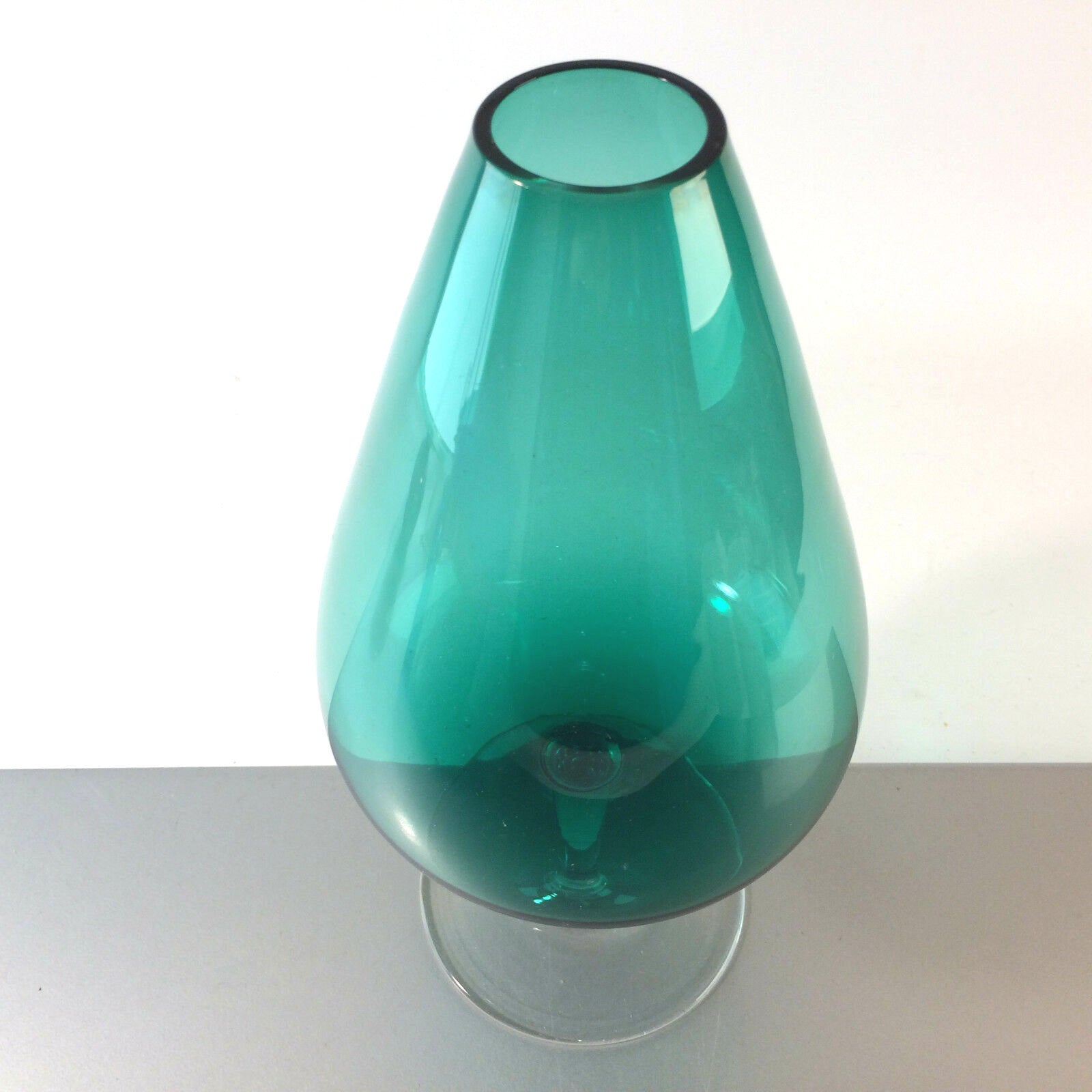 Vintage türkis Vase 50er 60er 25,3  cm grün  MID CENTURY Stängelvase