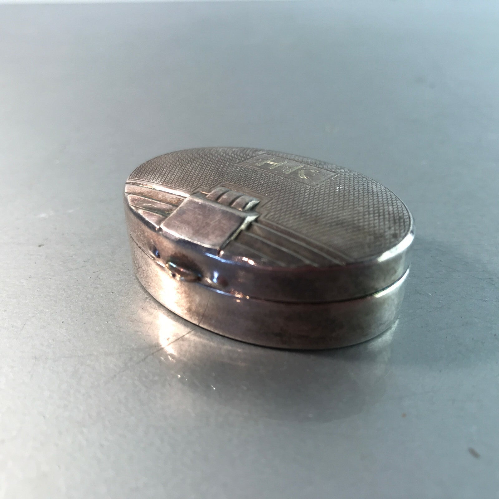 Alpacca HOKA Dose Art Déco 20er 30er Deckeldose silber Metall HK punzier