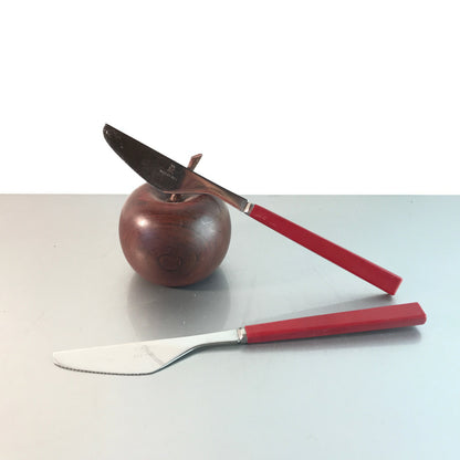 Vintage Messer rot rostfrei  50er 60er MID CENTURY 21 cm 2er Set