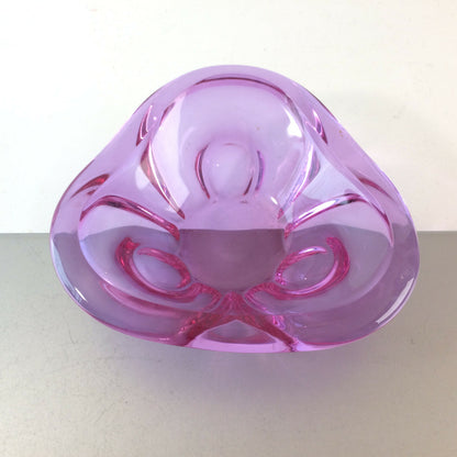 MID CENTURY Glas 50er 60er Vintage Schale lila rosa 16 cm
