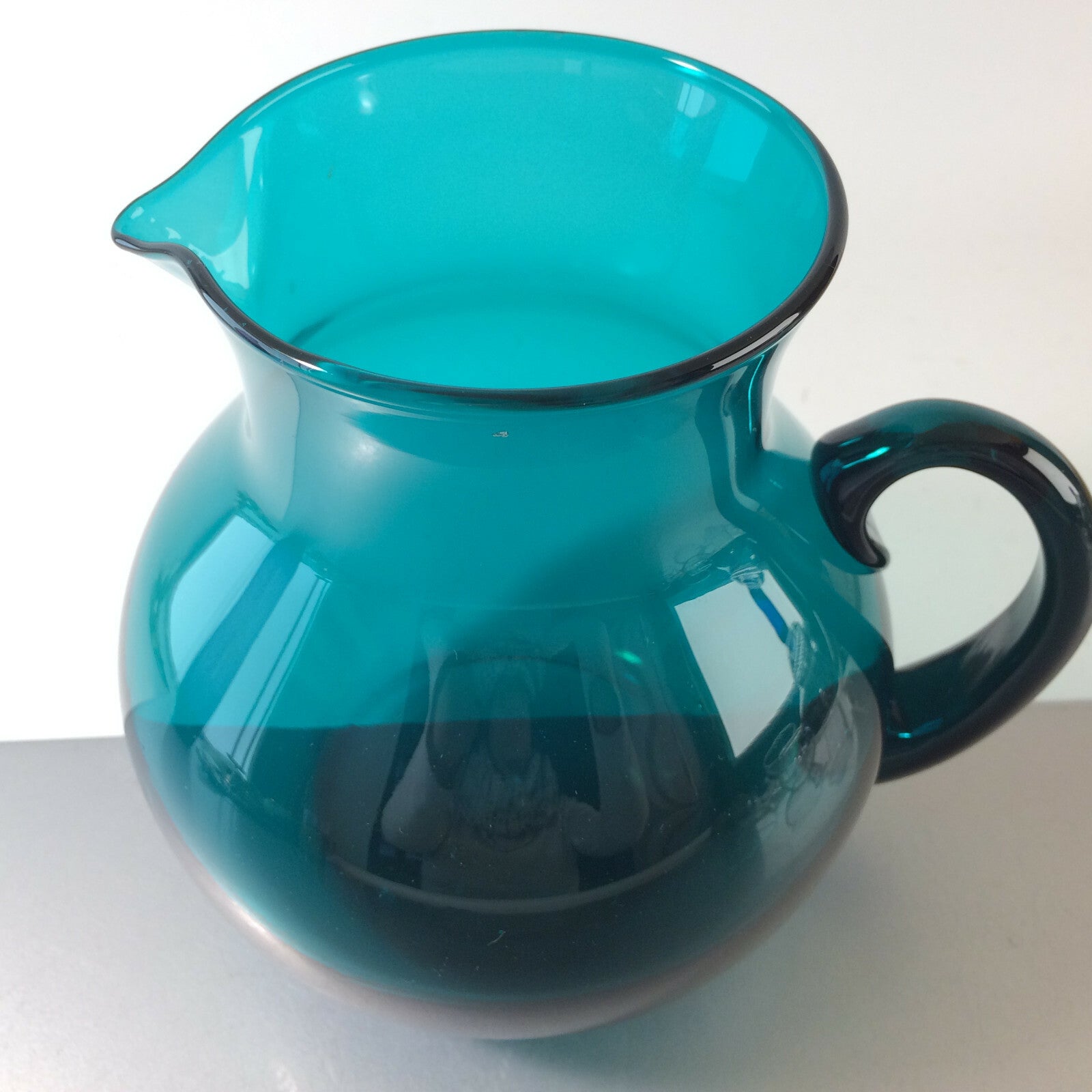 Vintage KARAFFE Kanne Krug grün Glas 60er 70er 17cm MID CENTURY Vase