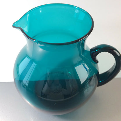 Vintage KARAFFE Kanne Krug grün Glas 60er 70er 17cm MID CENTURY Vase